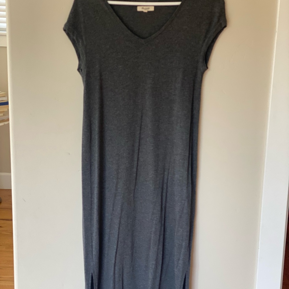 Madewell Women's Gray V-Neck Midi Dress